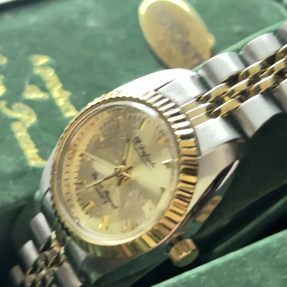 Dufonte Lucien Piccard Two Tone Calendar Watch W/ Original Box And Papers